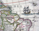 Výřez z Blauevovy mapy Ameriky, Novus Atlas, Amsterdam 1642
